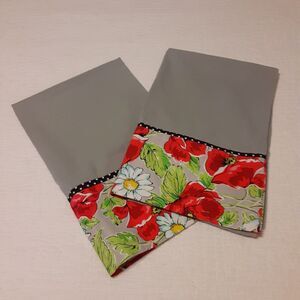 Custom Made Pillow Cases x2 Floral Polka Dot